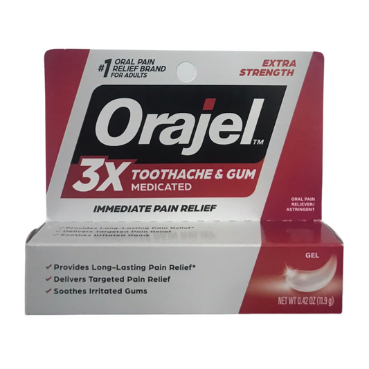 Orajel 3X Extra Strength Toothache and Gum Medicated Gel 0.42 Oz / 11.9g
