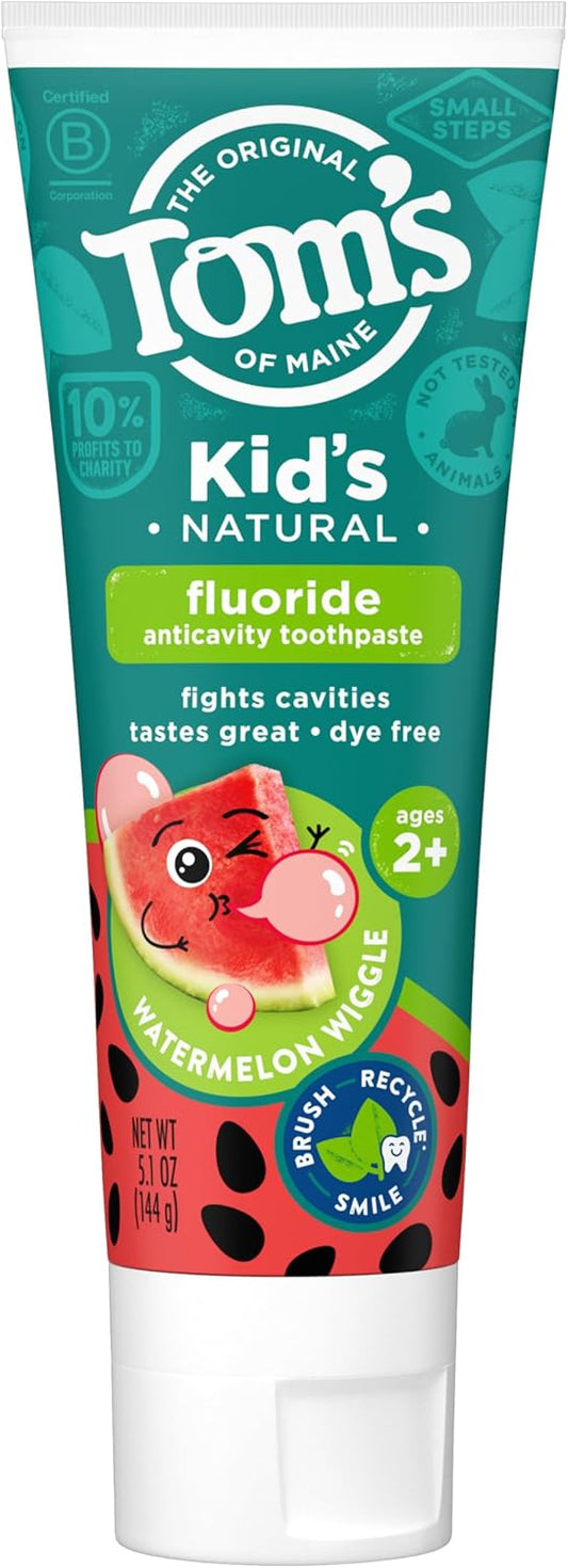Tom's of Maine Kid's Natural Fluoride Watermelon Wiggle Toothpaste, 144 g / 5.1 oz.
