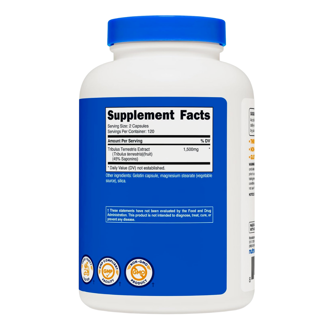 Nutricost Tribulus Terrestris Extract 45% Saponins 1500mg Supplement 120 Capsules