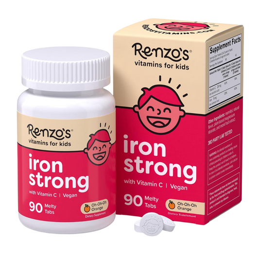 Renzo's Iron Strong with Vitamin C For Kids 90 Melty Tabs (Orange Flavor)