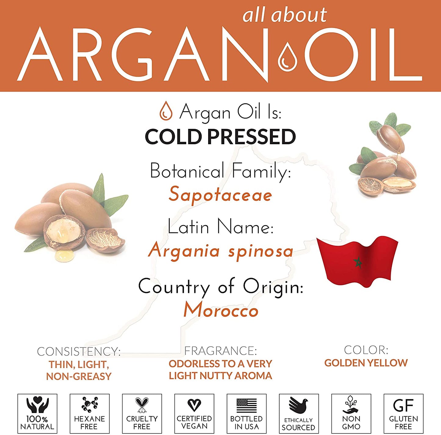 artnaturals Organic Morrocan Argan Oil for Hair, Face & Skin 100% Pure Natural, Cold Pressed & Vegan, 4 fl.oz / 118 ml
