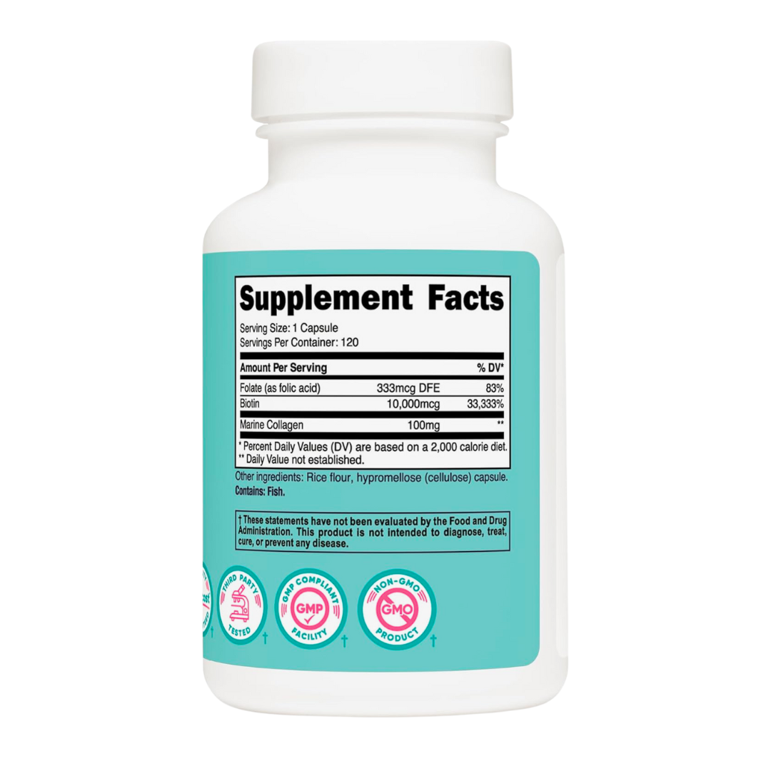 Nutricost Women Biotin With Folate & Marine Collagen 10,000 mcg Supplement 120 Capsules