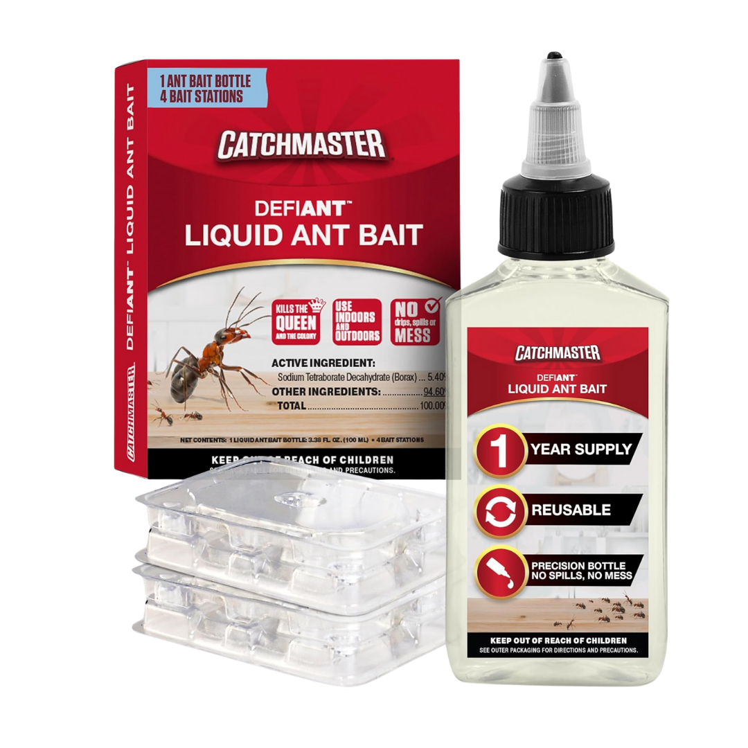 Catchmaster DefiAnt Liquid Ant Bait , 1 Ant Bait Bottle 4 Bait Stations