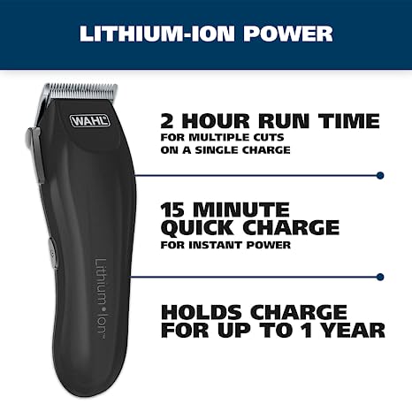 Wahl Rechargeable Hair Clipper Lithium Ion Model 79608 Hair Cutting Kit Premium Finishing Tools
