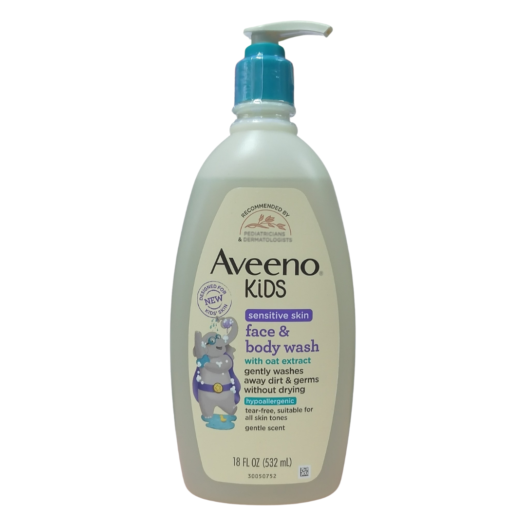 Aveeno Kids Face & Body Wash for Sensitive Skin, 18 oz / 532 ml