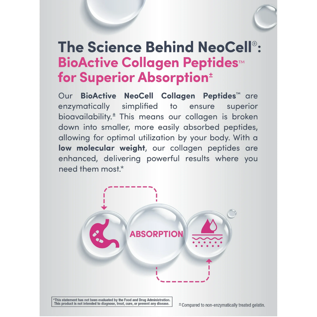 NeoCell Grassfed Collagen Peptides with Vitamin C & Biotin 6,000 mg, 180 Tablets