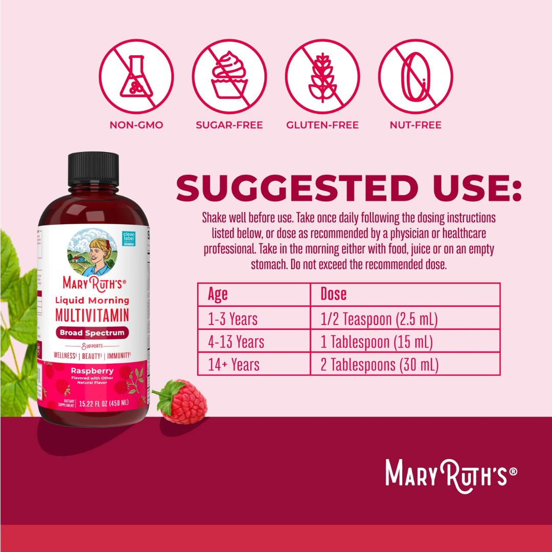 Mary Ruth's Liquid Morning Multivitamin Raspberry, 450 ml / 15.22 oz
