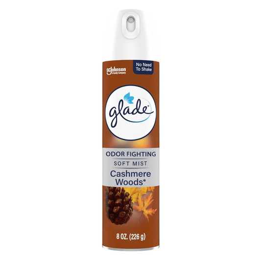 Glade Air Freshener Odor Fighting Soft Mist Cashmere Woods, 8 oz / 226 g