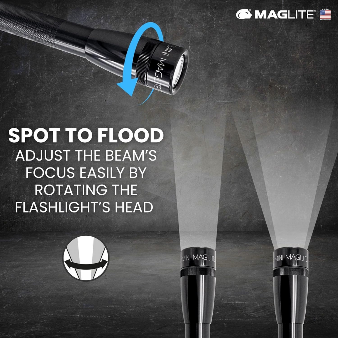 Mini MagLite Led Flashlight Ultra Bright 127 Lumens SP2201C, Black