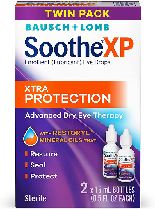 Bausch + Lomb Soothe XP Lubricant Eye Drops Xtra Protection 0.5 fl.oz / 15ml Twin Pack