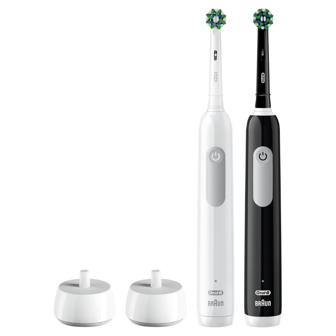 Oral-B Pro 1000 CrossAction Electric Toothbrush, Black and White, 2 Count