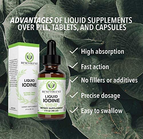 Benevolent Nourishment Liquid Iodine Potassium Drops - 1300 Servings | Large 2oz Bottle | Great Taste | 2X Absorption | Just One (1) Drop a Day for Fast, Potent Thyroid Support - Potassium Iodide. Alcohol and Gluten Free