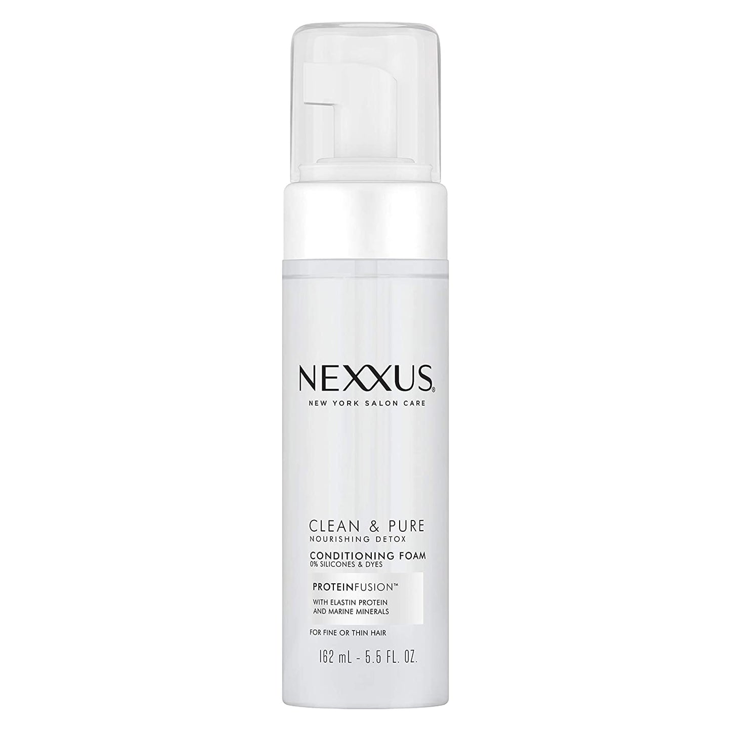 Nexxus Clean & Pure Nourishing Detox Conditioning Hair Foam with Elastin Protein & Marine Minerals for Fine or Thin Hair, 5.5 fl.oz / 162ml (NO CAP)