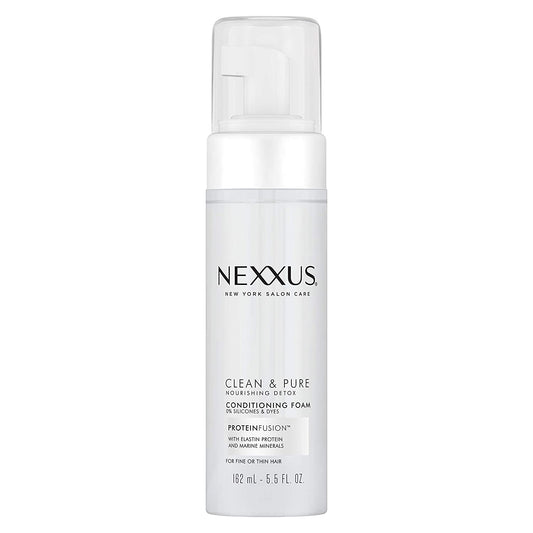 Nexxus Clean & Pure Nourishing Detox Conditioning Hair Foam with Elastin Protein & Marine Minerals for Fine or Thin Hair, 5.5 fl.oz / 162ml (NO CAP)