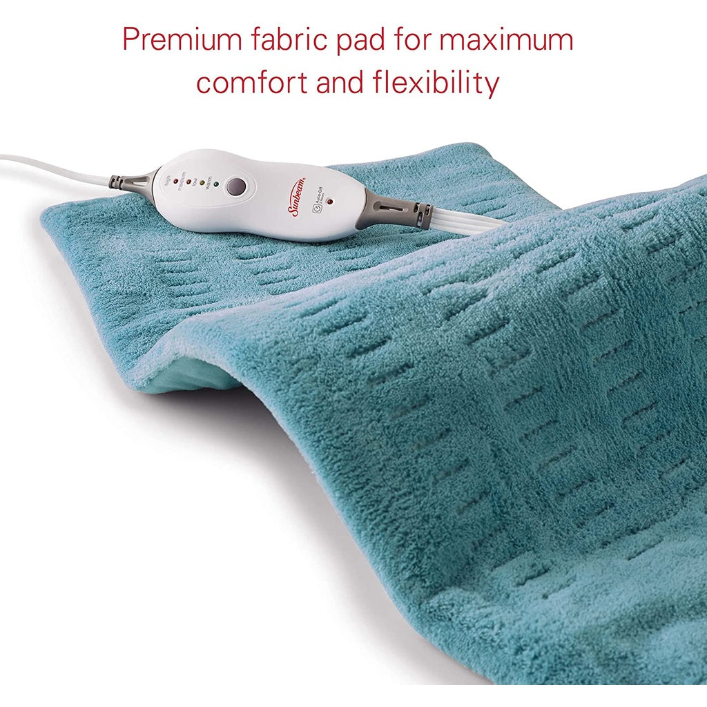 Sunbeam Heating Pad for Relief King Size 12" x 24" (30.5 zm x 61.0 cm) 4 Heat Settings with 2 Hour Auto-Off, Teal
