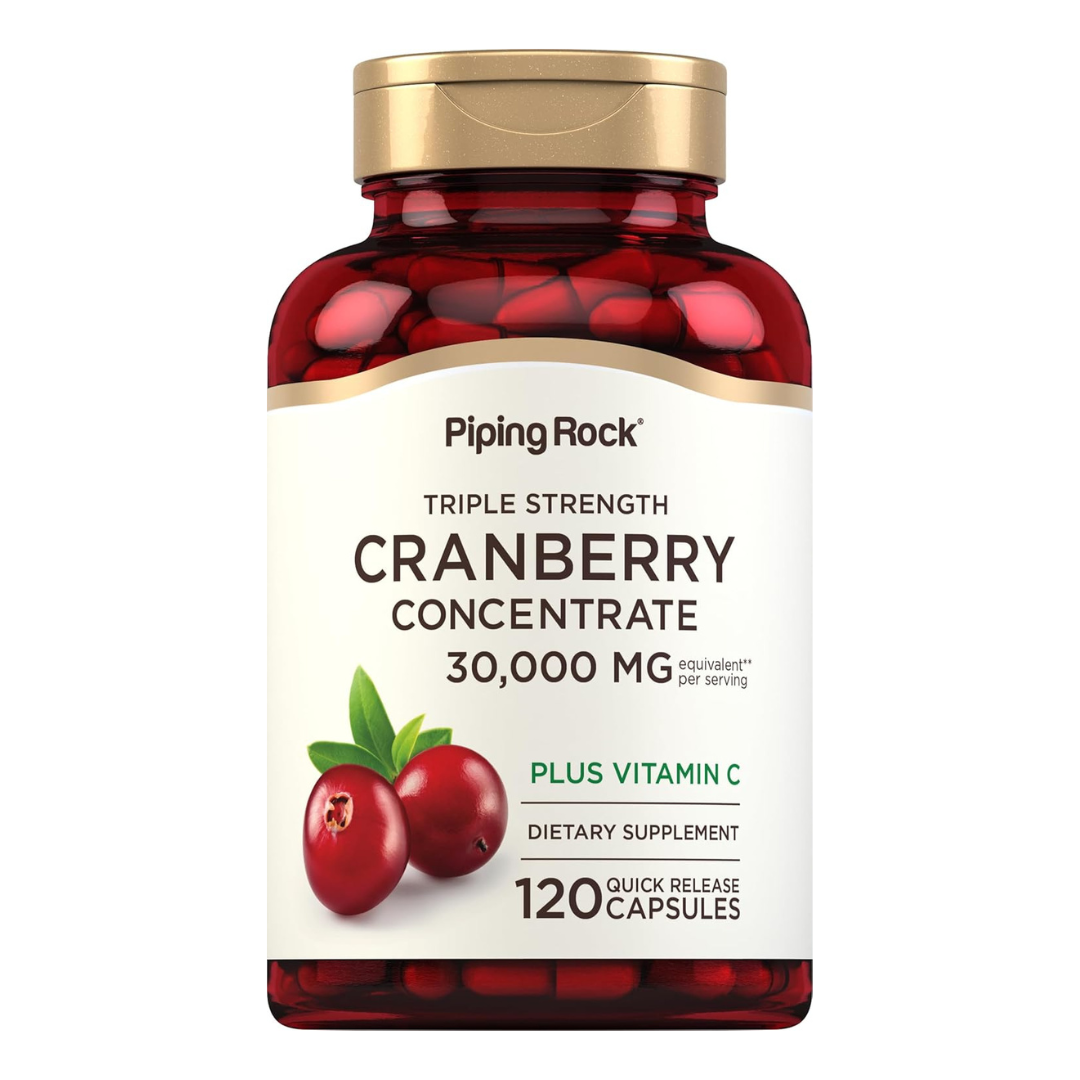 Piping Rock Triple Strength Cranberry Concentrate 30000mg Supplement 120 Capsules