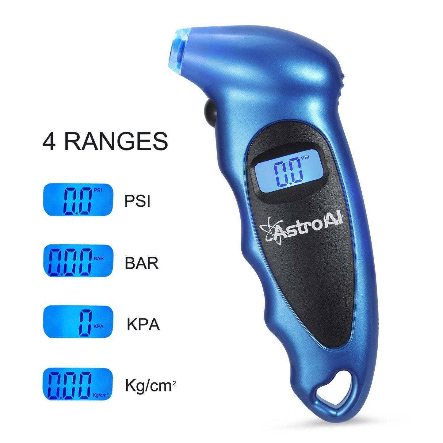 AstroAI Digital Tire Pressure Gauge 150 PSI 4 Settings for Car Truck Bicycle with Backlit LCD and Non-Slip Grip (Blue)