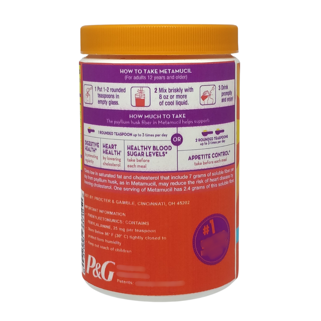 Meta Mucil 4-in1 Fiber Sugar Free Orange, 6.1 oz / 174 g