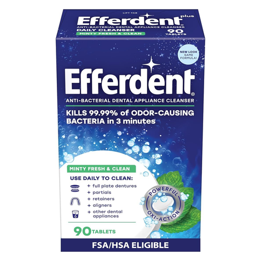 Efferdent Denture Cleanser Minty Fresh, 90 Tablets (NO BOX)
