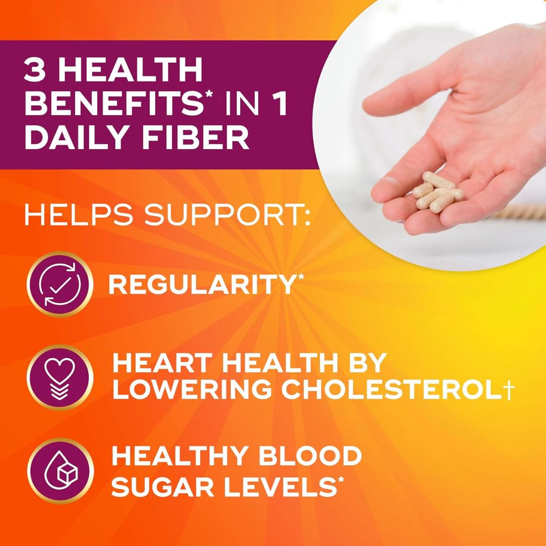 Metamucil 3-in-1 Psyllium Fiber Supplement, 300 Capsules