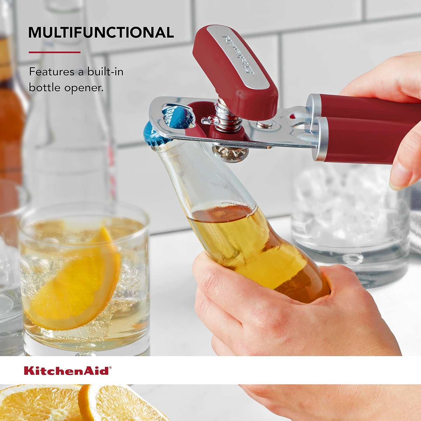 KitchenAid Classic Multifunction Can and Bottle Opener, Empire Red, 1 Count