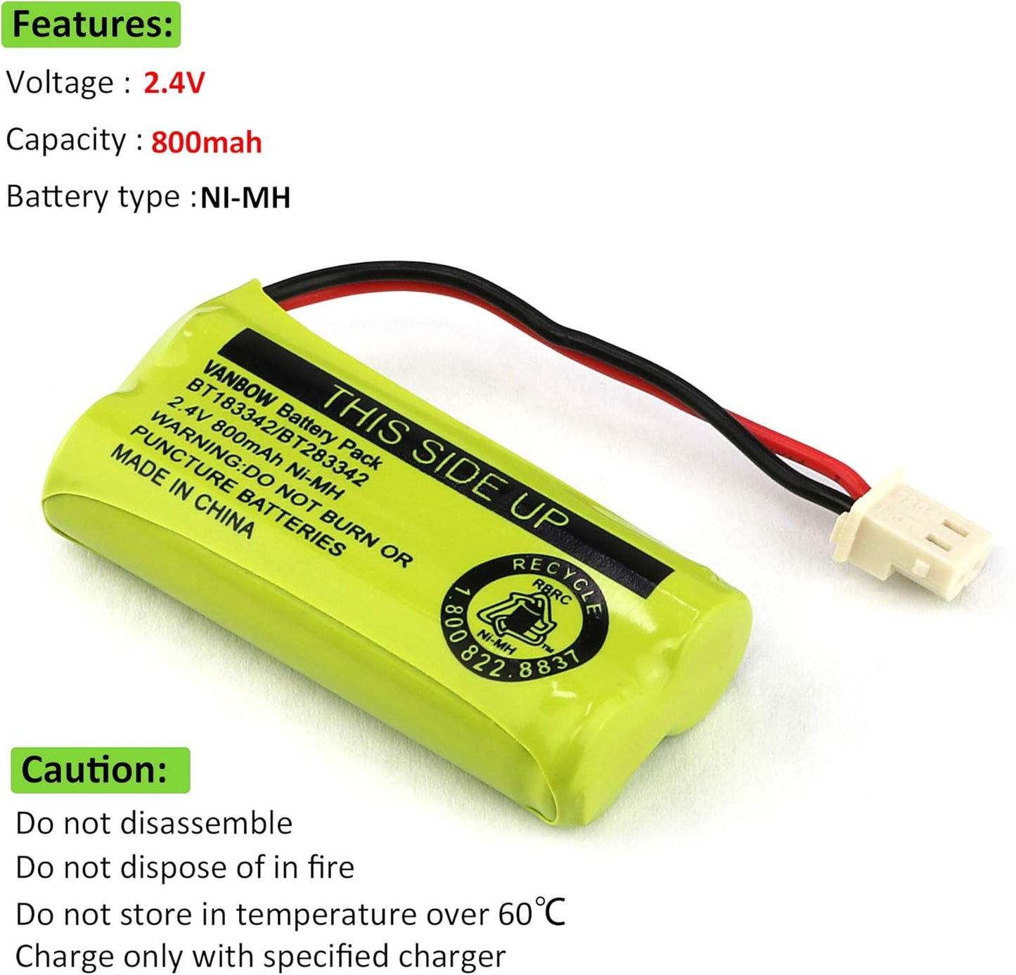Vanbow BT183342 Phone Battery Replacement Yellow, 2 Pack