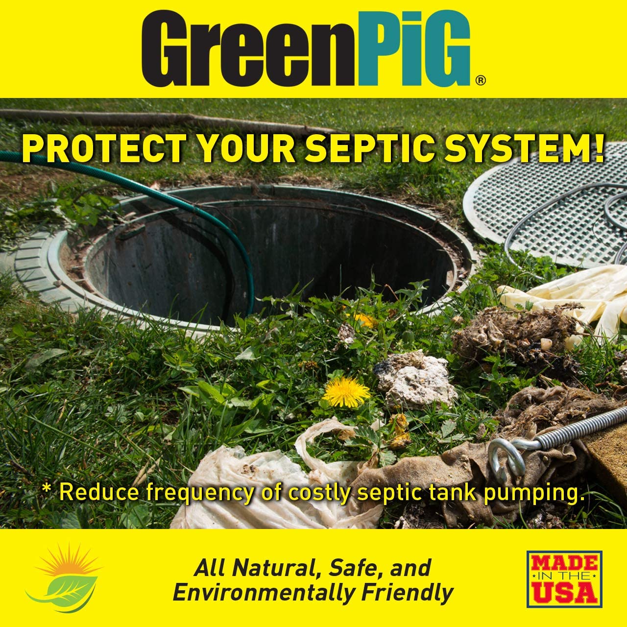GreenPig Live Septic Tank Treatment Contains Billions of Micro-Organisms, 4 oz. / 113g