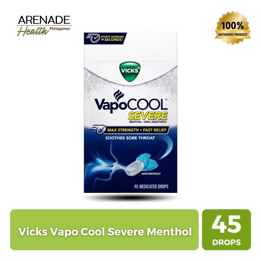 Vicks Vapo Cool Severe Menthol Fast Relief Soothes Sore Throat Winterfrost Flavor - 45 Drops
