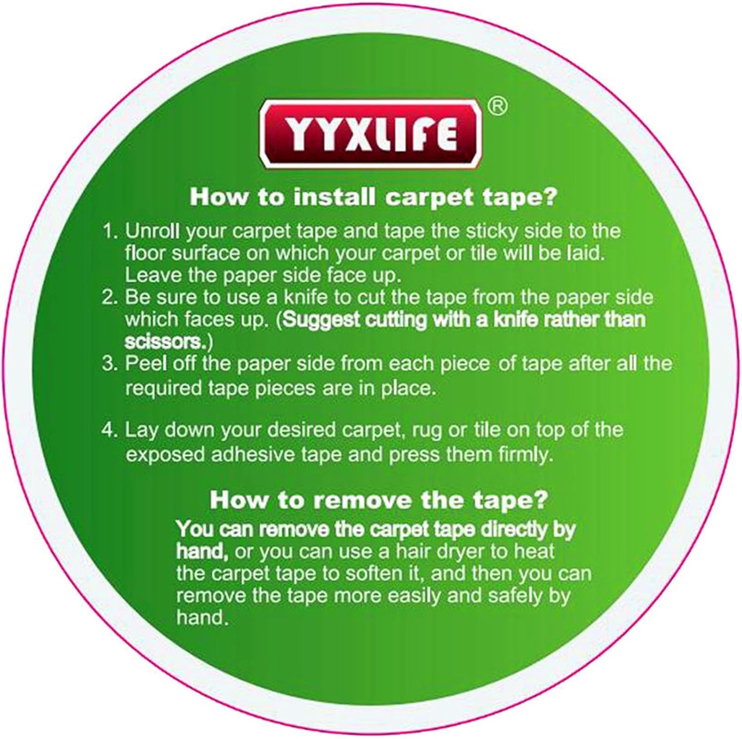 YYXLIFE Double Sided Carpet Tape for Hardwood Floors, Heavy Duty Sticky Tape ( White )