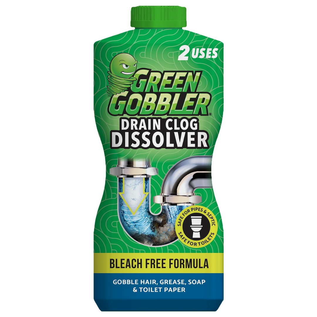 Green Gobbler Drain Clog Dissolver 2 Pre-Measured Applications, 31 oz / 916 ml