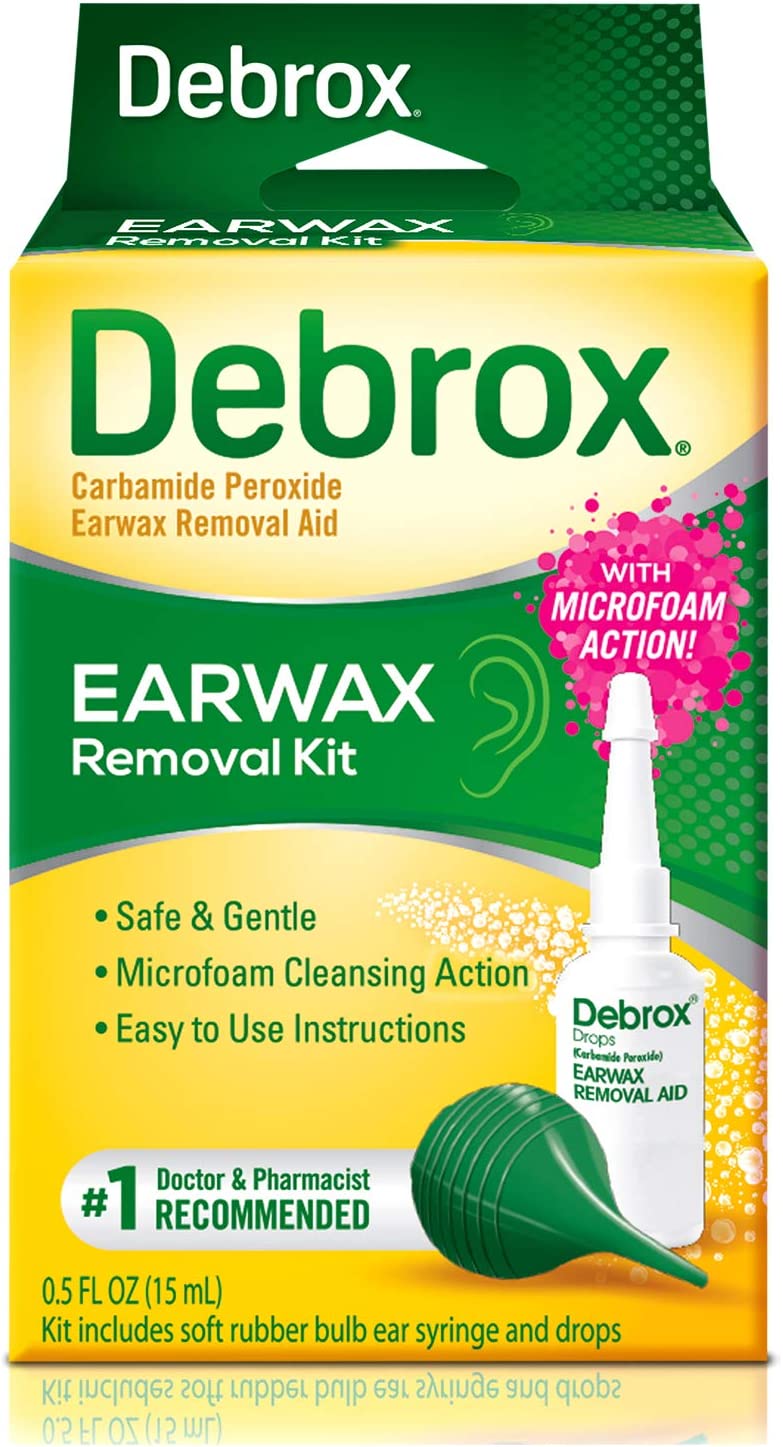 Debrox Earwax Removal Kit With Soft Rubber Bulb Ear Syringe And Drops 0.5 Fl Oz (15ml)
