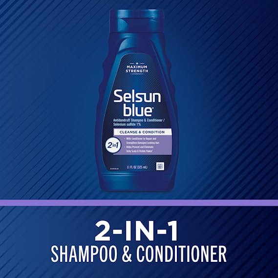 Maximum Strength Selsun Blue Antidandruff Shampoo & Conditioner Strengthen Damaged Looking Hair 11 Fl Oz (325 ml)