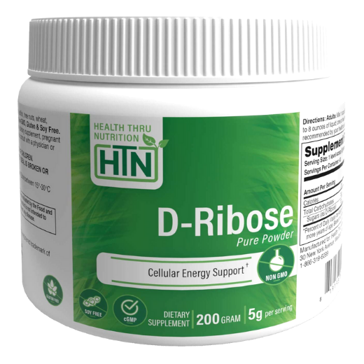 Health Thru Nutrition D-Ribose Pure Powder, Cellular Energy Support, 200g Jar