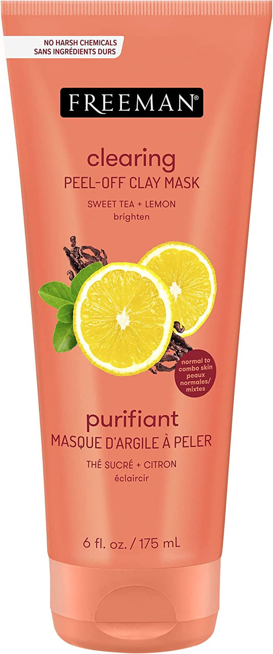FREEMAN Clearing Sweet Tea & Lemon Peel-Off Clay Facial Mask, 6 fl.oz./175 mL Tube