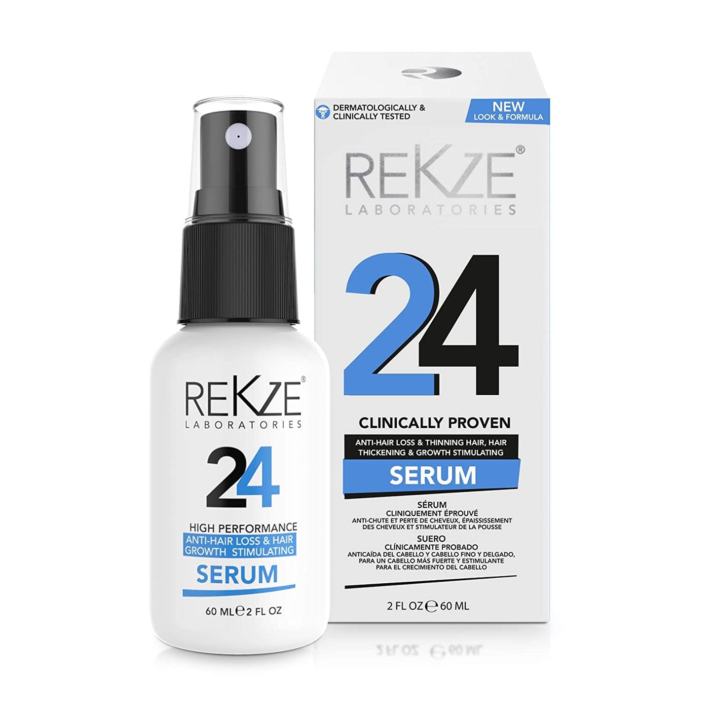 REKZE Laboratories 24 Anti-Hair Loss, Hair Thickening & Growth Stimulating Serum, 2 fl.oz / 60ml