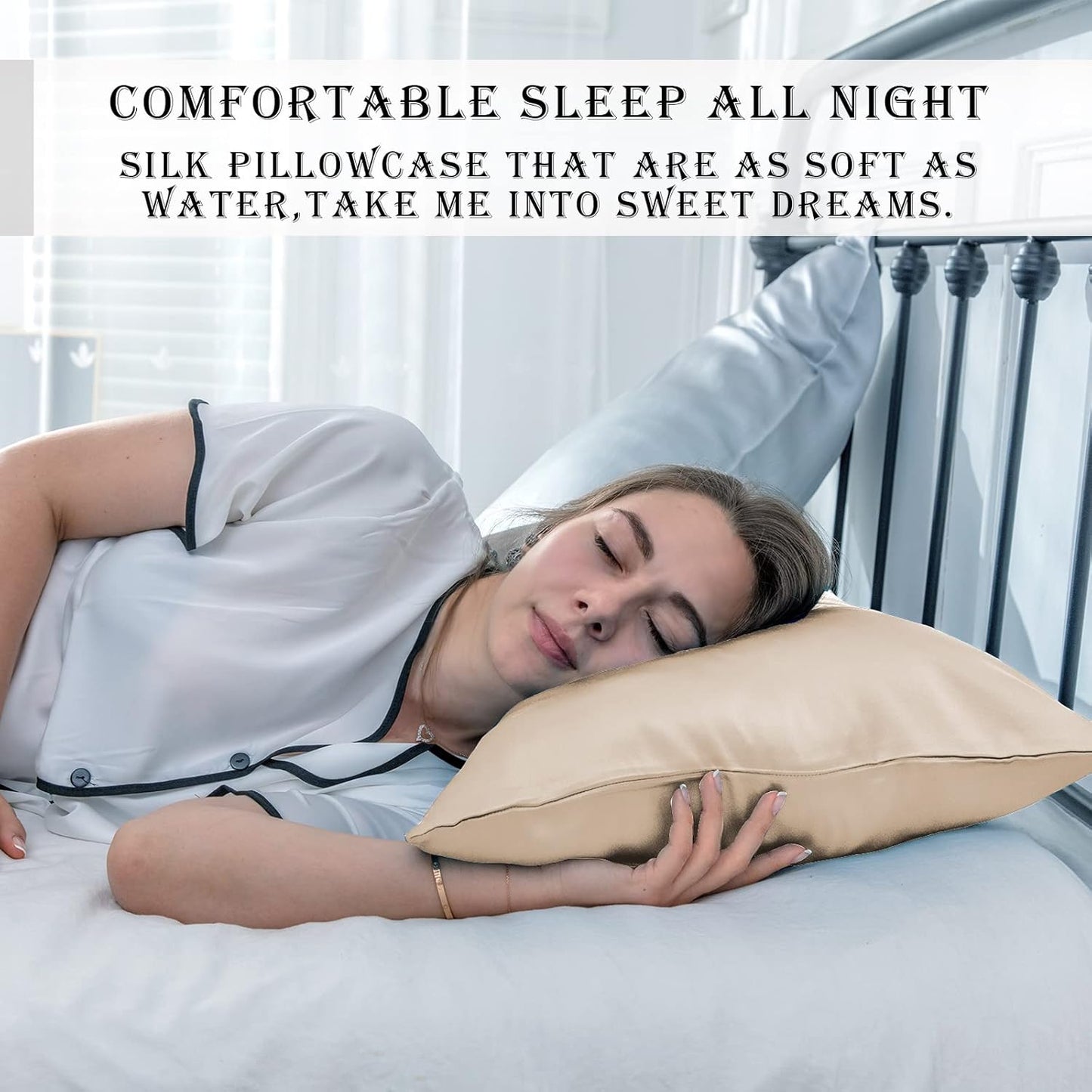 Natural Mulberry Silk Pillowcase for Hair and Skin Standard Size 20 Inch X 26 Inch