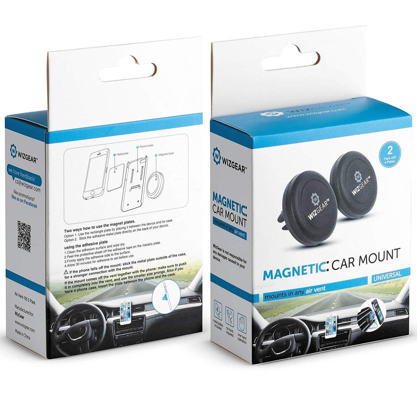 WizGear Magnetic Cart Mount in Any Vent, Universal (2 Pack with 4 Plates)