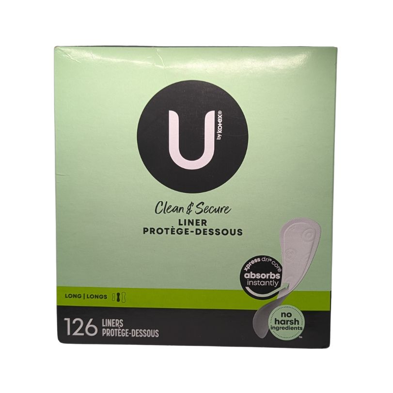 U By Kotex Clean & Secure  Panty Liners, Light Absorbency Long Length, 126 Liner