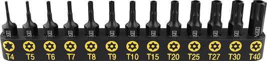 LEXIVON 13-Piece Tamper Resistant Star Bits, Impact Grade Security Torx Bit Set, 1/4-inch Hex Shank (LX-301)