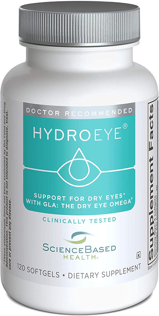 HydroEye Support for Dry Eyes with GLA: The Dry Eye Omega Dietary Supplements 120 Softgels