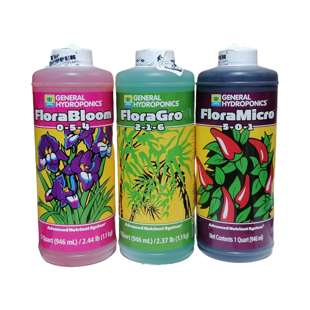 General Hydroponics Advanced Nutrient System FloraBloom, FloraGro & FloraMicro, 946 ml