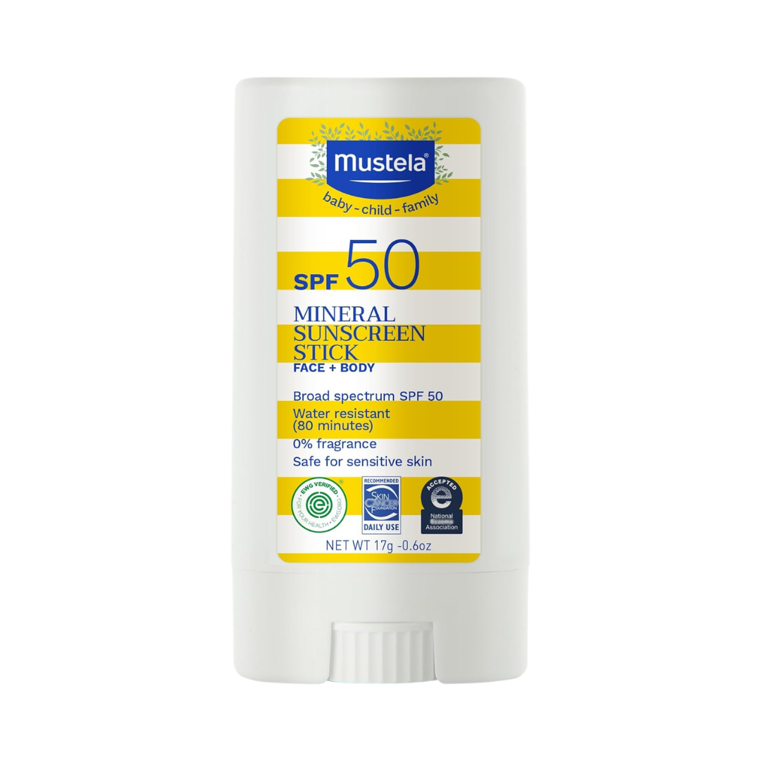 Mustela Mineral Sunscreen Stick Face + Body SPF 50, 0.6 oz / 17 g