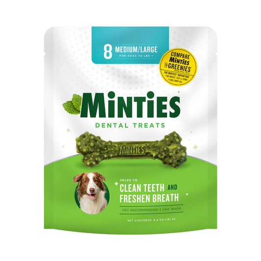 Minties Dental Bone Treats for Dogs 40 lbs Medium/Large, 6.4 oz / 181 g