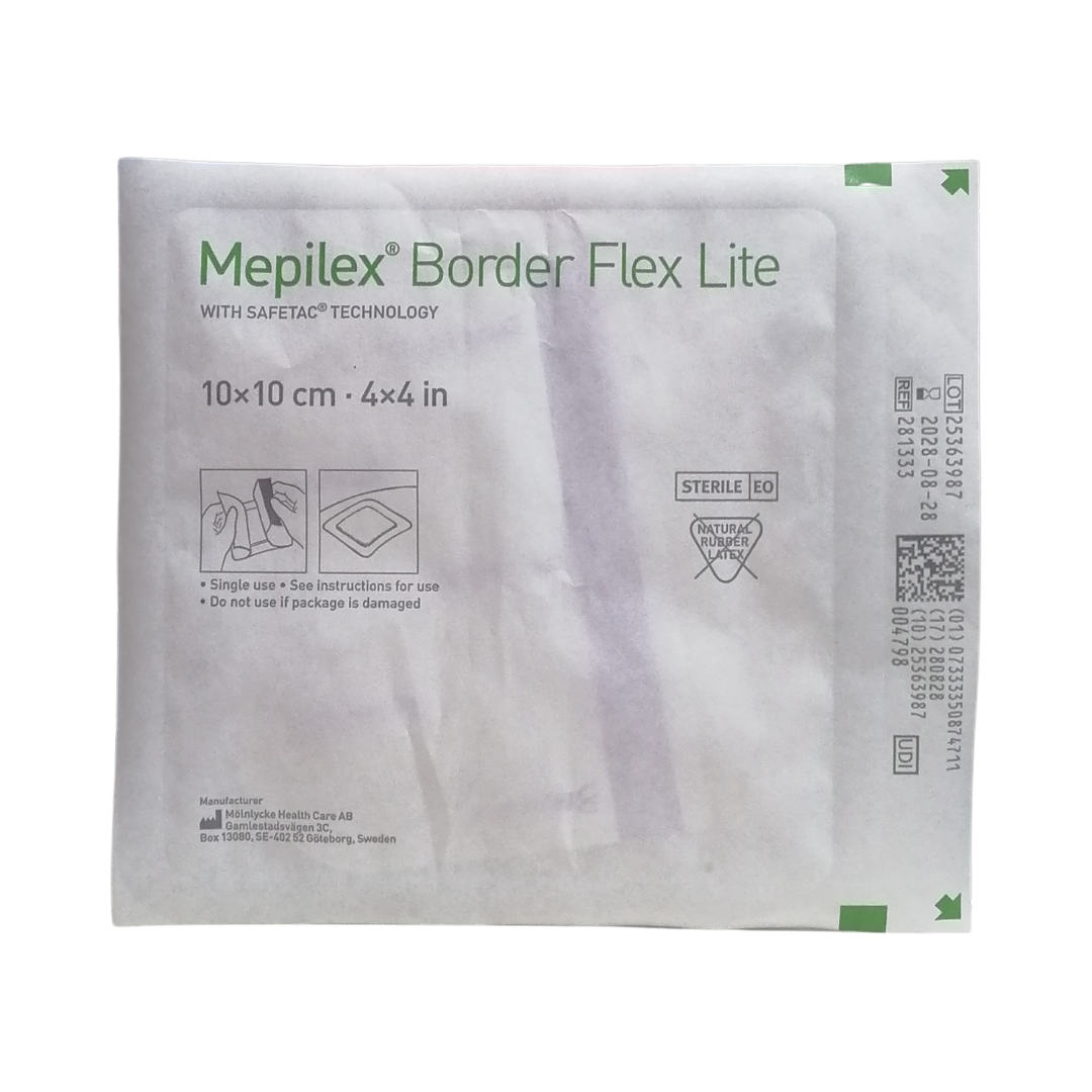 Mepilex Border Flex Lite Soft Silicone Foam Dressing 4" x 4" (10 x 10cm) 1 Count