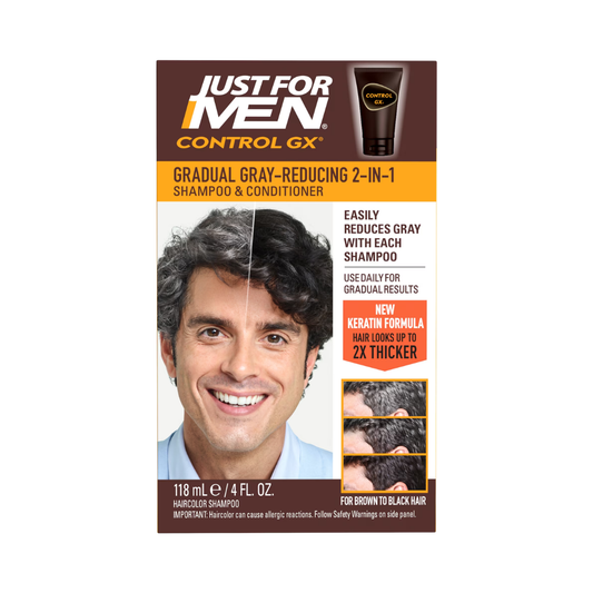 Just for Men Control GX Gradual Gray Reducing 2-in-1 Shampoo & Conditioner, 4 oz / 118 ml