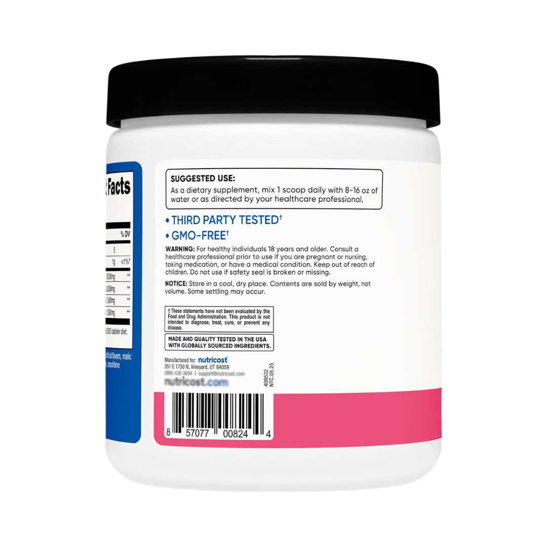 Nutricost BCAA Powder Raspberry Lemonade Flavor, 11.6 oz / 324 g