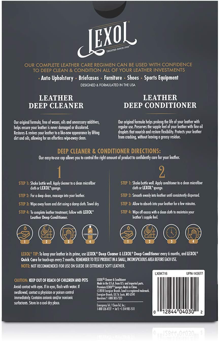 Lexol Complete Two-Step Leather Regimen Care Kit, Conditioner & Cleaner, 500 ml (NO BOX)