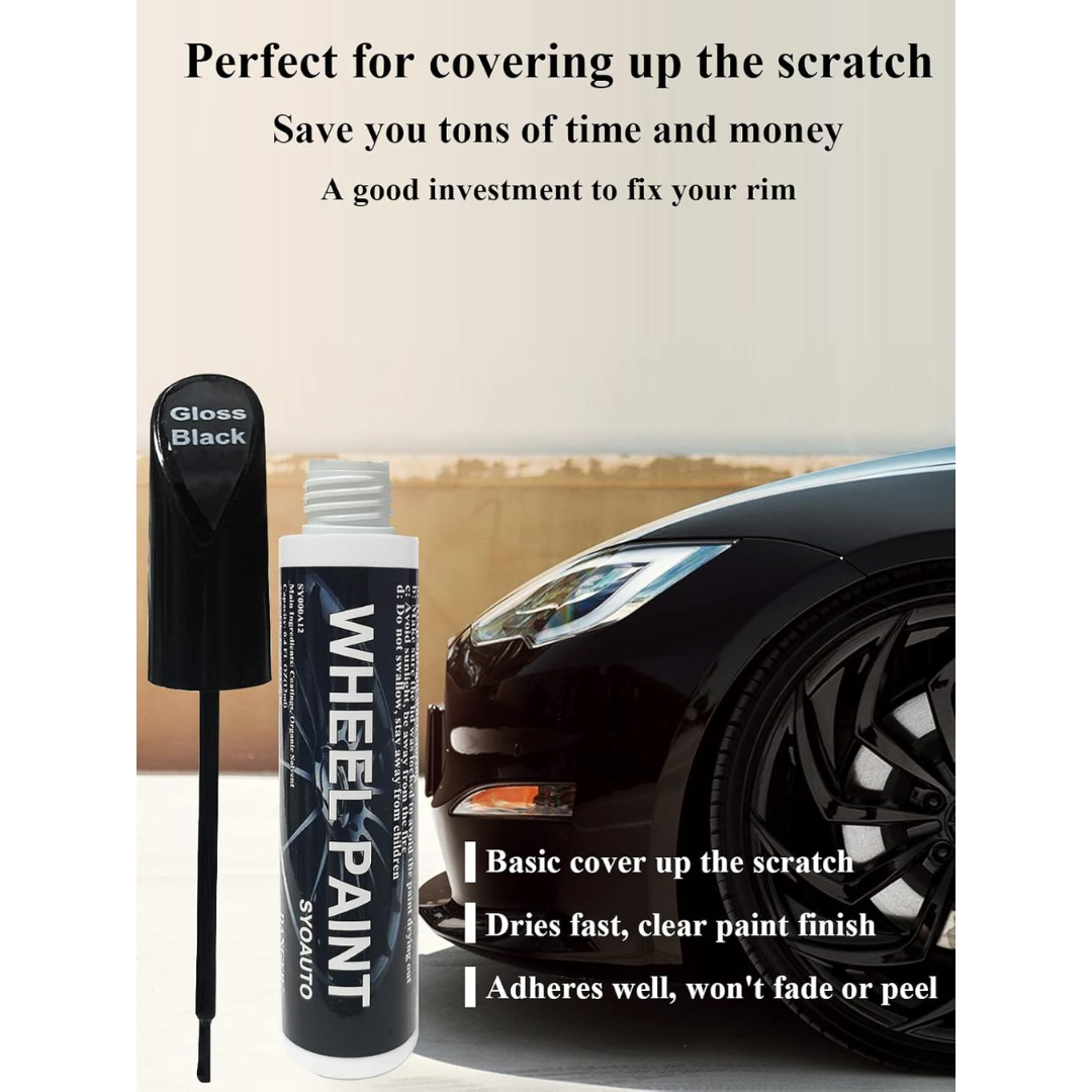 Syoauto Wheel Paint Gloss Black, 0.4 oz / 12 ml