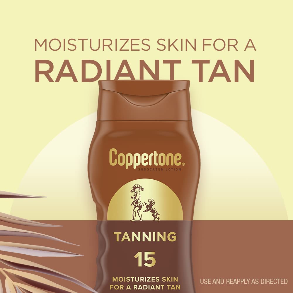 Coppertone Sunscreen Lotion Tanning Moisturizes Skin for Radiant Tan SPF 15, 237 ml