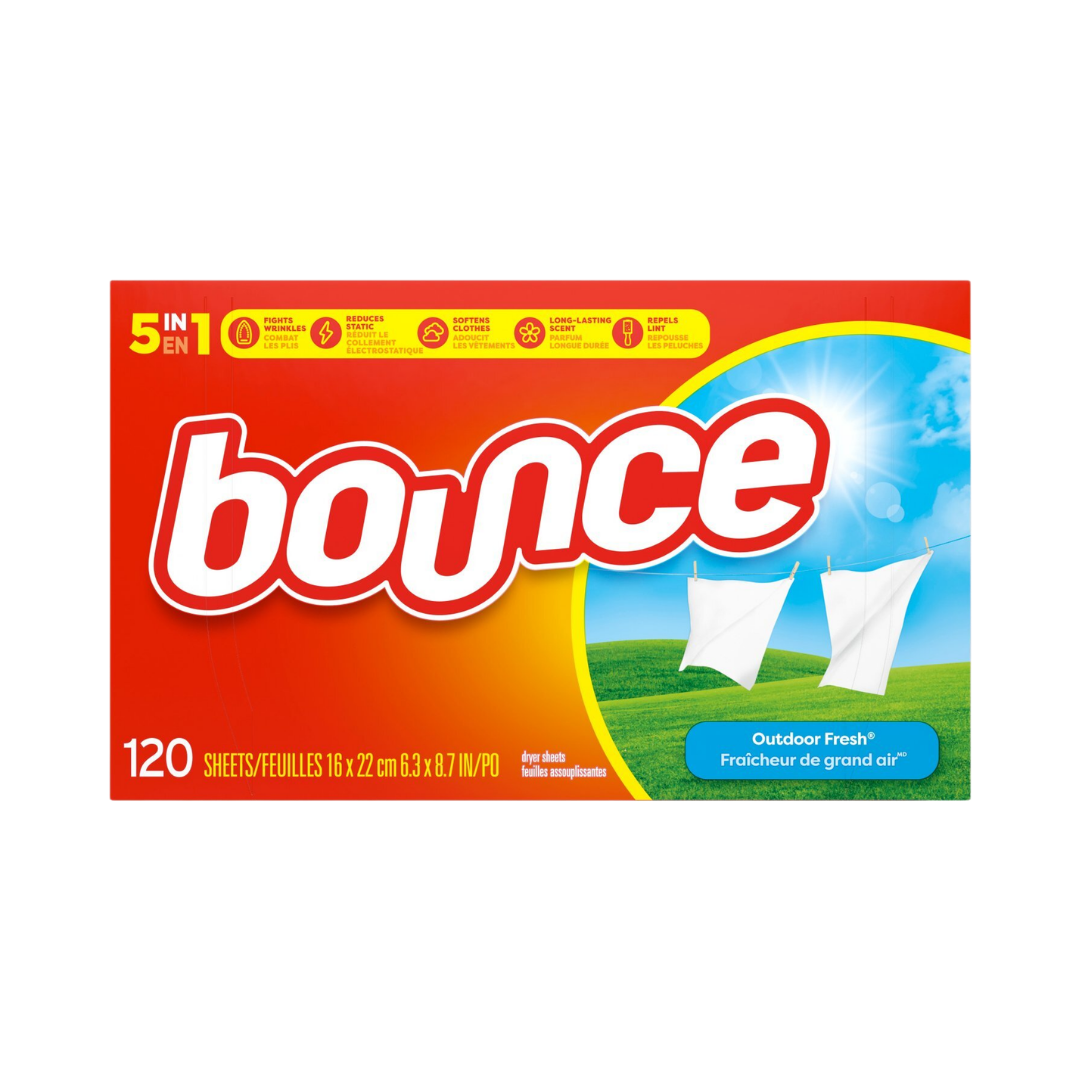 Bounce 5IN1 Outdoor Fresh Dryer Sheets, 120 Count